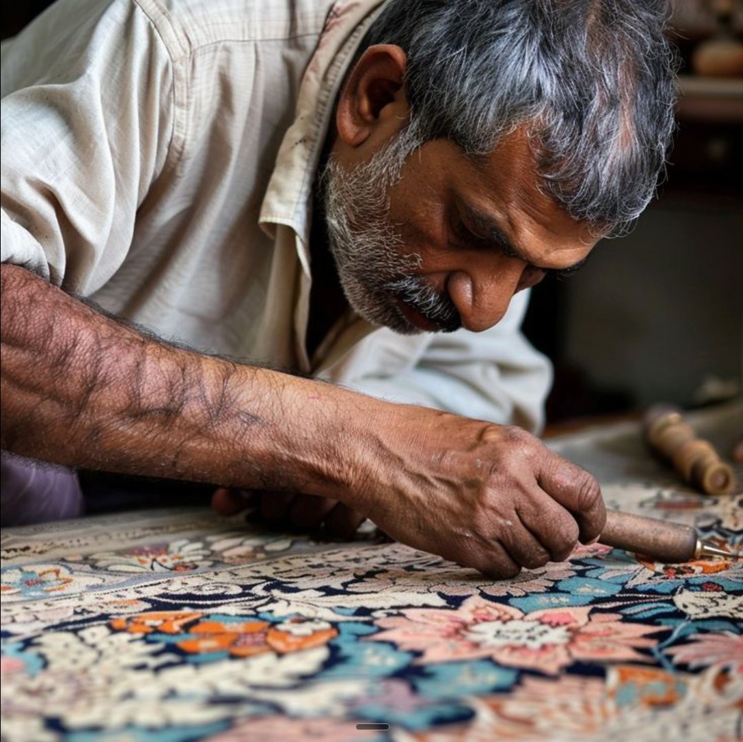 Indian artisan shaping a handcrafted product by hand